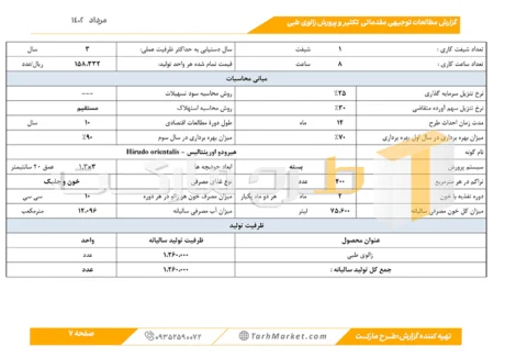 طرح توجیهی پرورش زالو طبی