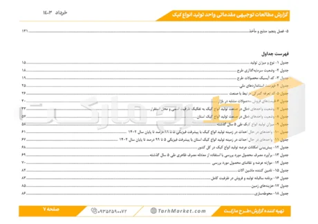 طرح توجیهی تولید انواع کیک
